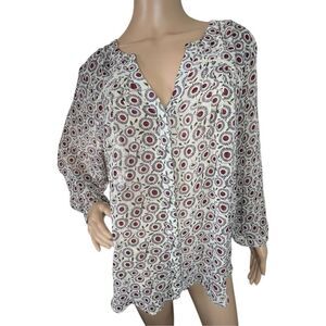 Skies Are Blue Sheer Lightweight Long Sleeve Floral Button Up Blouse